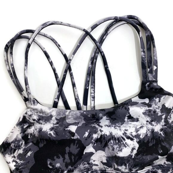 GapFit Eclipse Sports Bra Medium Support Strappy White Black Print XS - Picture 3 of 10